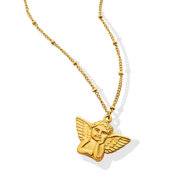 Wholesale Angel Pendant Titanium Steel 18k Gold Necklaces